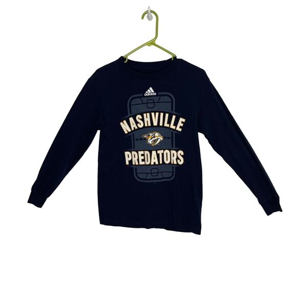 Small Nashville Predators NHL Hockey T-shirt T Shirt top by Adidas navy blue - Picture 1 of 8